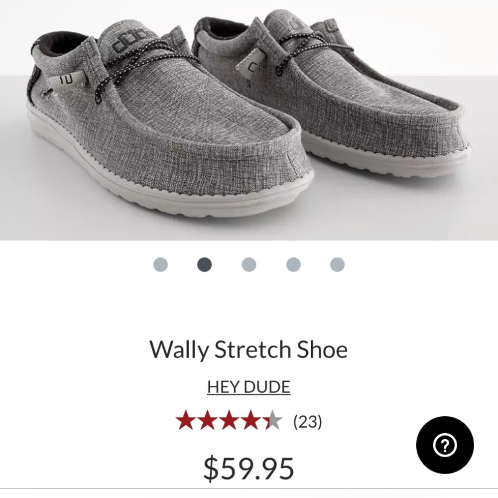 Hey Dude size 10, Wally L stretch, steel grey